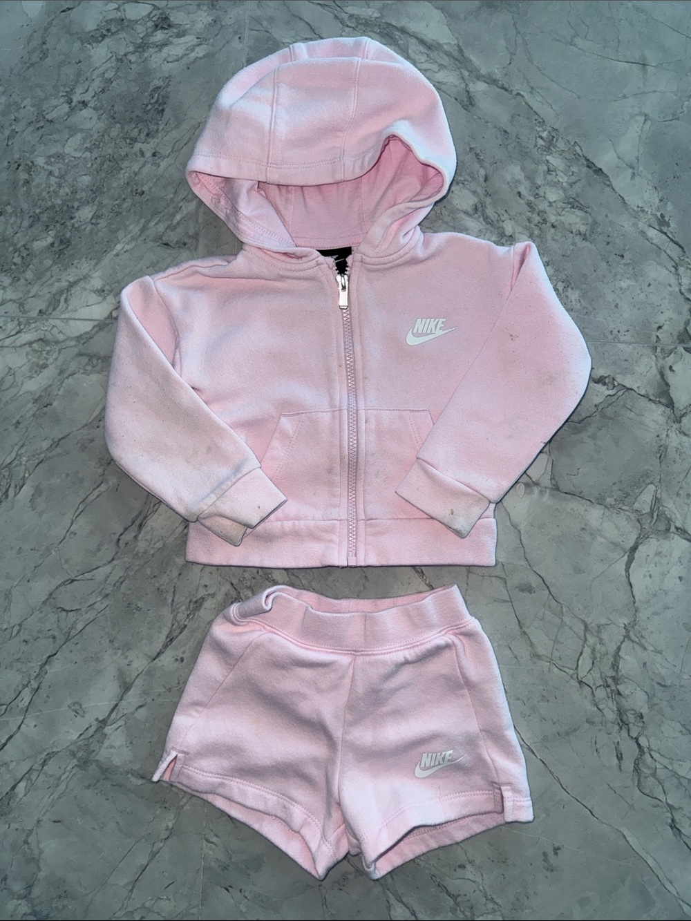 Nike Light Pink Hoodie and Shorts Set